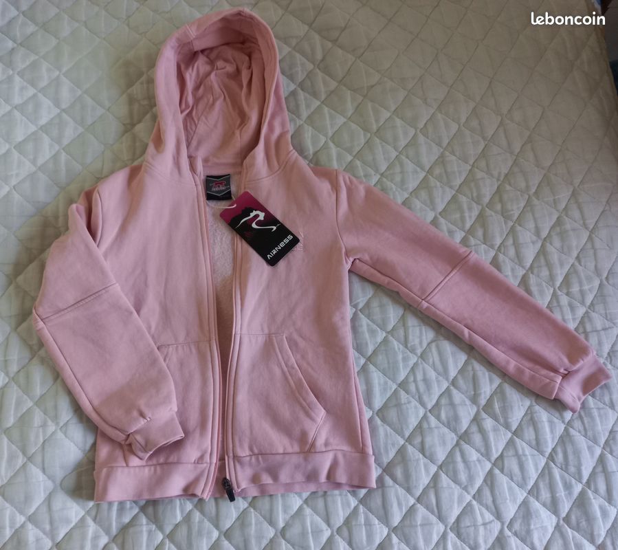 Sweat à capuche zippé rose clair fille 10 ans Vêtements