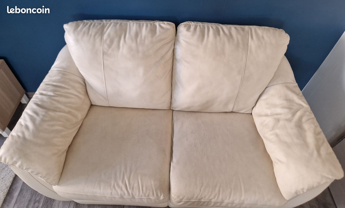 Canapé Ikea Vreta cuir blanc beige (image 2)