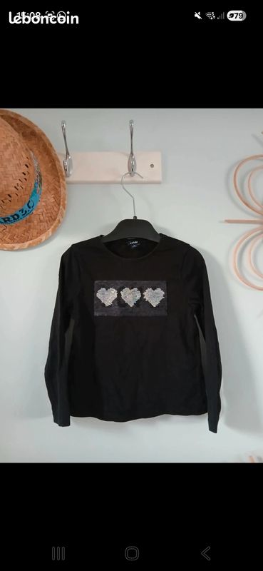 Tee-shirt manches longues noir et argenté (image 6)
