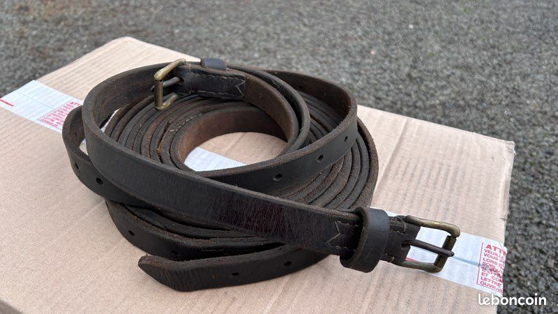 Sangle De Bride Double Chaîne Berlin Custom Leather – Cuir Foncé Huilé, Boucle, Neuve