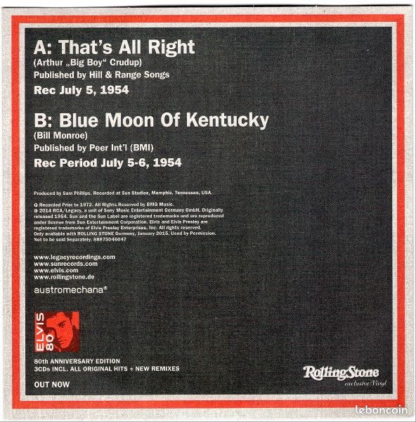Elvis presley that's all right 45 tours avec magazine rolling stone (image 2)