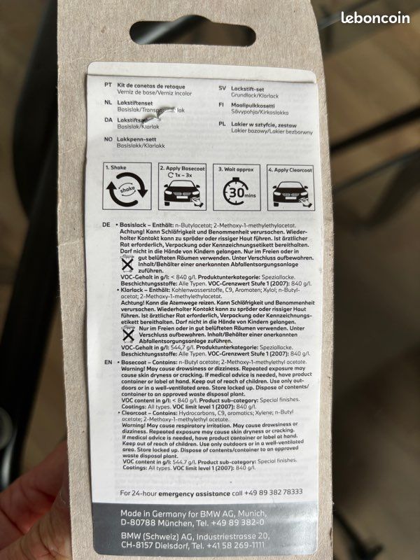 Set Stylo Retouche Laque Pour BMW Titane/argenté CODE COULEUR