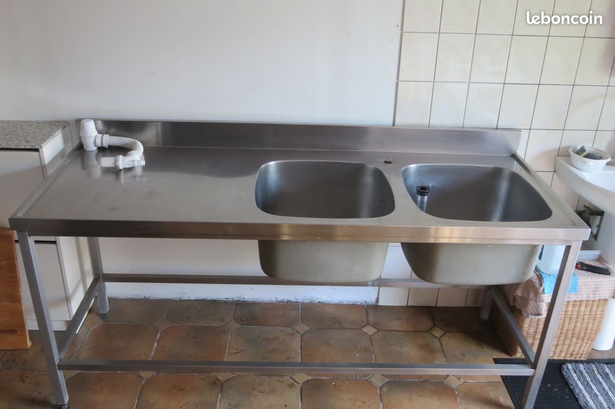 Grand evier double bac en inox (image 1)