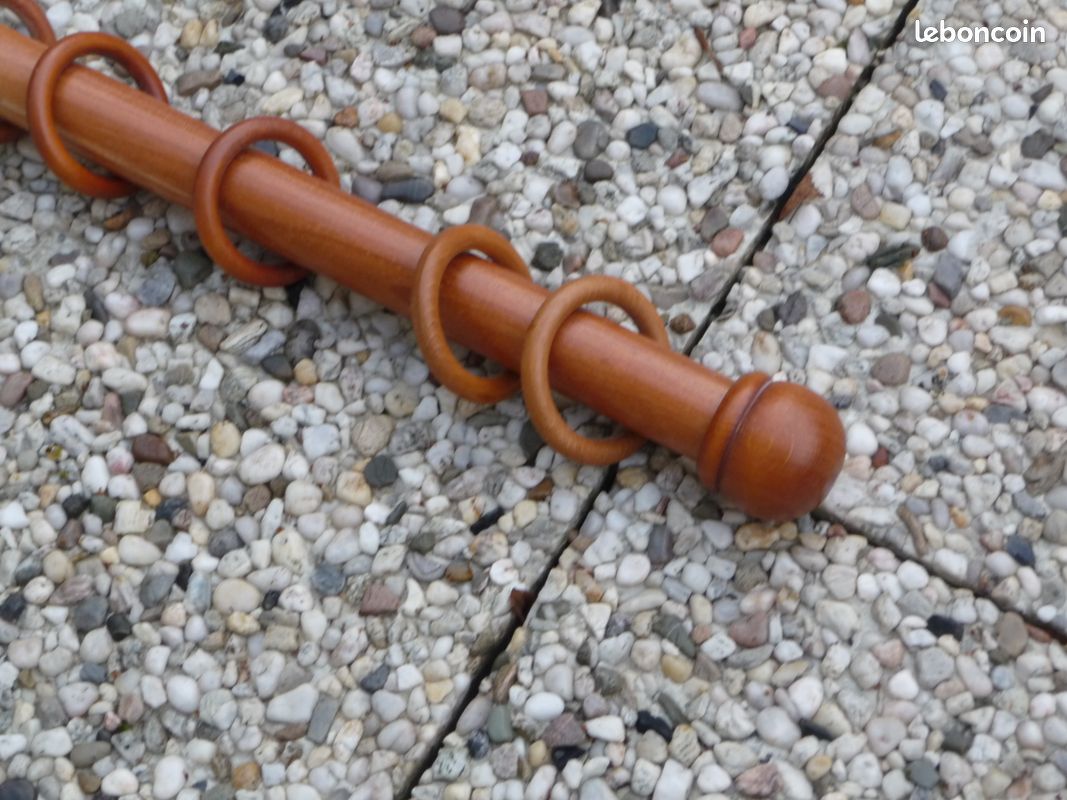 Lot de 12 anneaux bois avec 2 embouts de tringle à rideaux NEUFS - Décoration