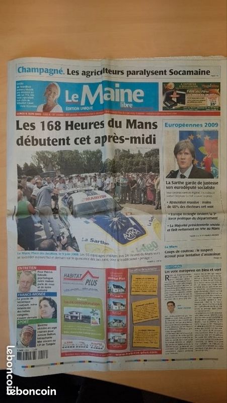 Journal Le Maine libre 8 Juin 2009 (24Heures Du Mans) (image 1)