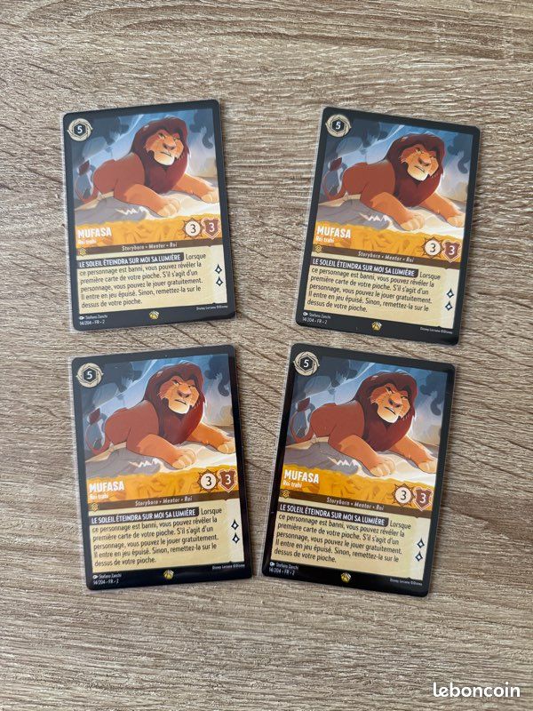 Carré 4 Cartes Lorcana Mufasa Roi Trahi 14/204 Fr Légendaire Officielles (image 1)