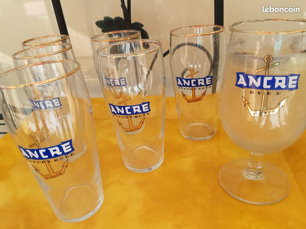 12 Verres Ancre Dorée et Bleue + Verre Bougie Ancre 1970 (image 5)