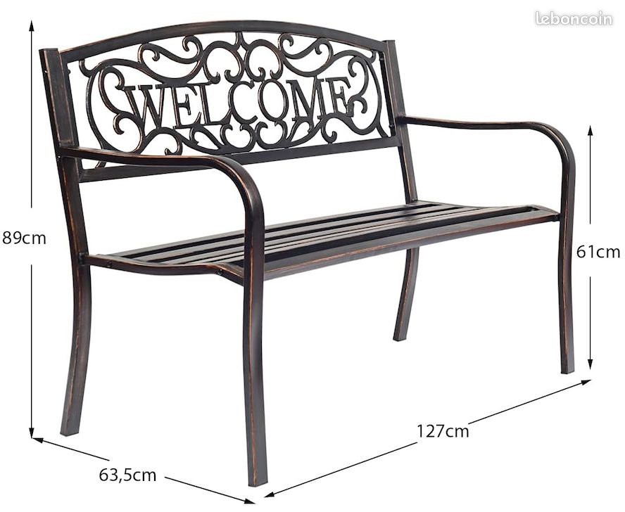 Banc de Jardin Vintage (Charge 320 kg), (127x63,5x89cm) (Bronze) - Neuf – Livraison en 6 jours ⭐ (image 2)