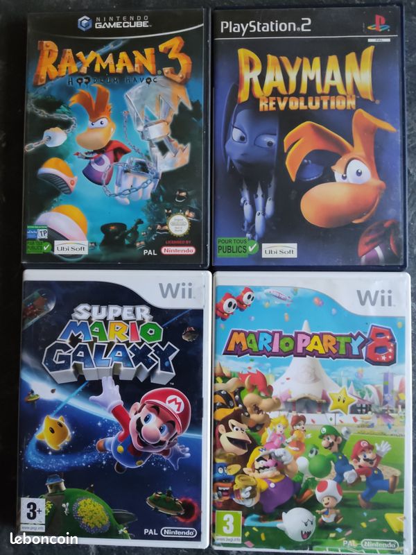 Jeux vidéos sur Wii et PS2 : Rayman Révolution, super Mario Galaxy et Mario Party 8 (image 1)