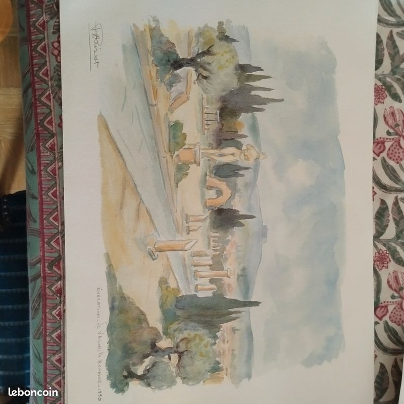 Lot 6 aquarelles originales "paysages de provence"signées Bruno Parizat 33x51cm (image 5)