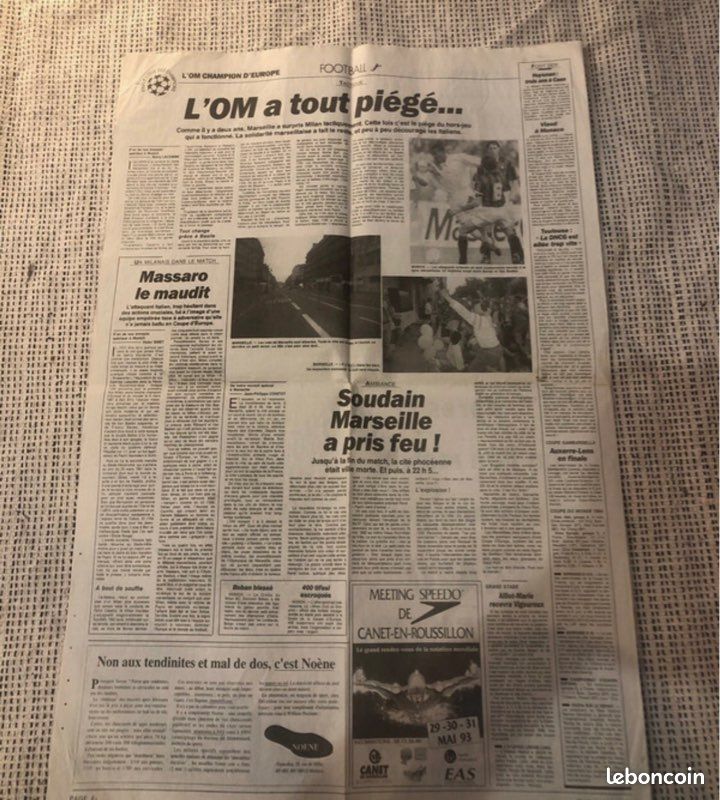 4 N° de 1993 L'Equipe Journal Marseille OM - Milan AC Jour de
