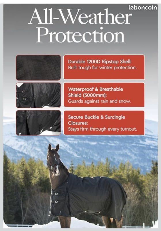 Couverture cheval Horze Névada neuve taille 155, 400g, 1200d (image 6)