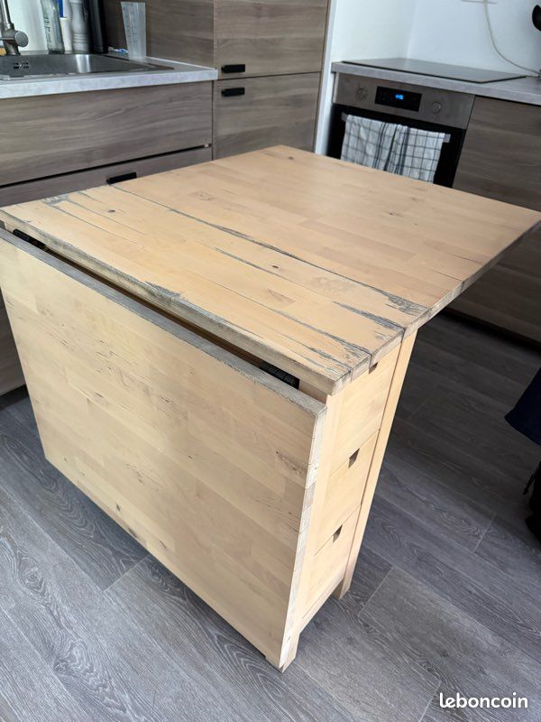 Vend Table / Îlot de cuisine en bois massif avec rallonge (image 2)