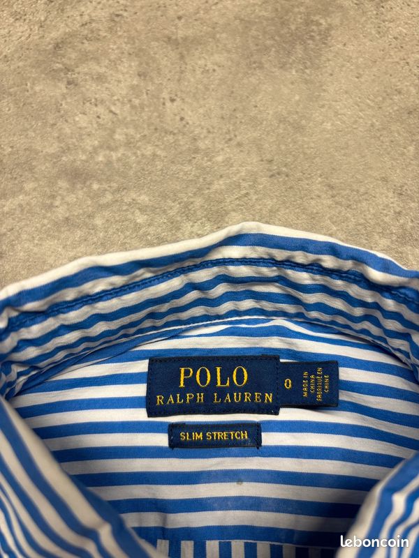 Chemise Ralph Lauren 100% coton bleue à rayures logo brodé premium | Taille 0 -> XS #SLCM70 (image 4)