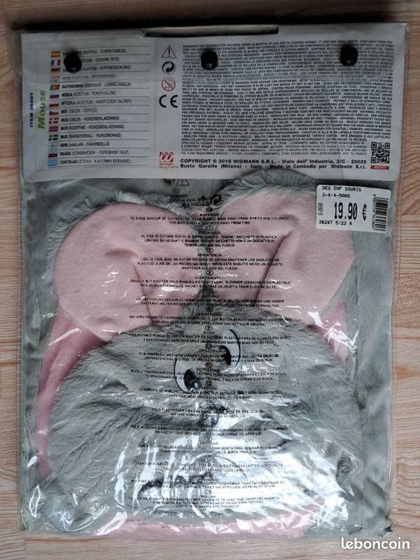 Combinaison de souris grise pour adulte