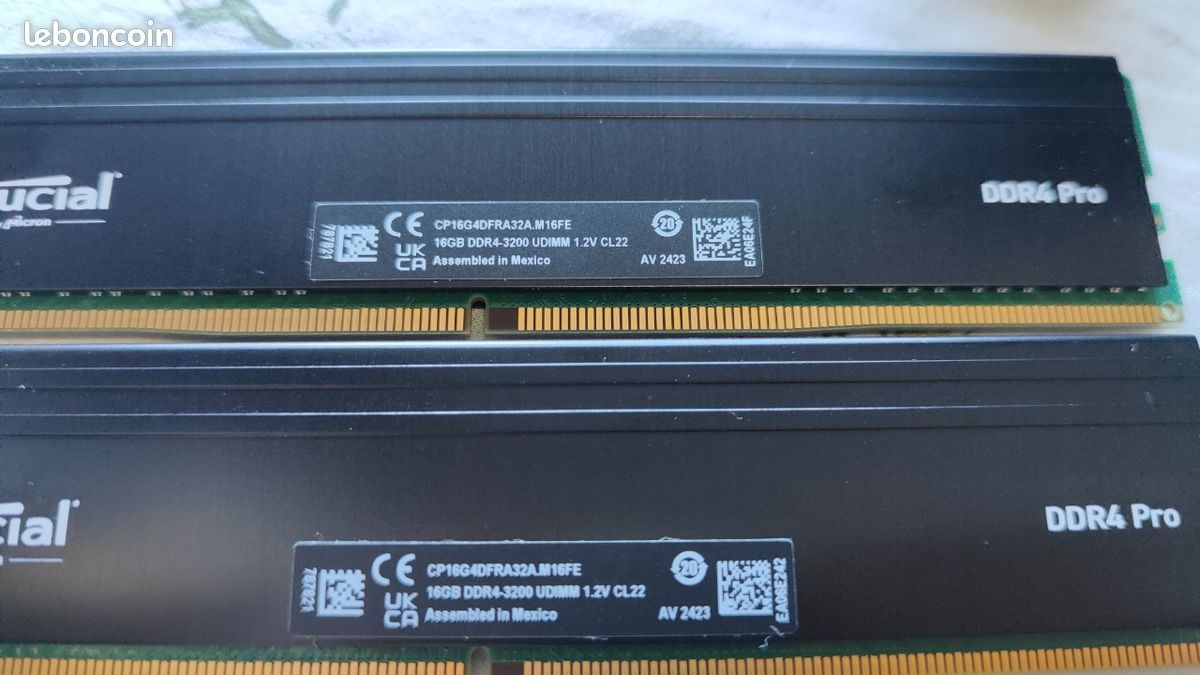 Mémoire vive RAM Crucial DDR4 (2X16) 32 GO RAM Crucial Pro 