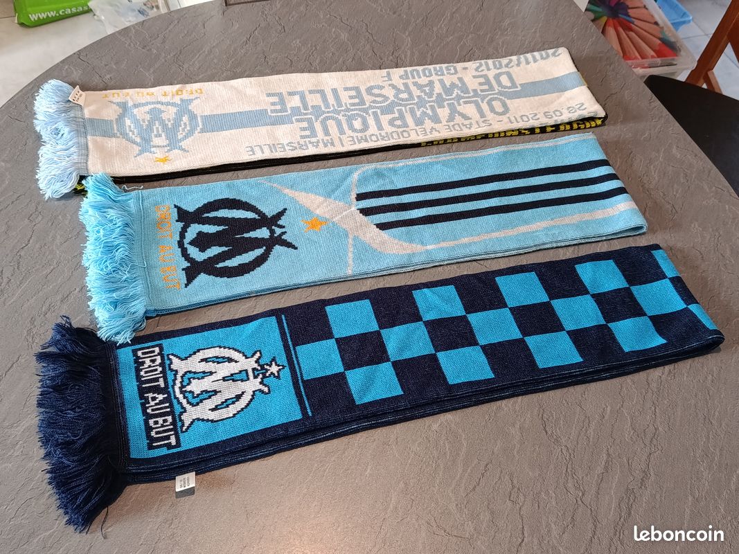 Écharpe Supporter Olympique Marseille Vintage Années 90 - Jaune - Occasion