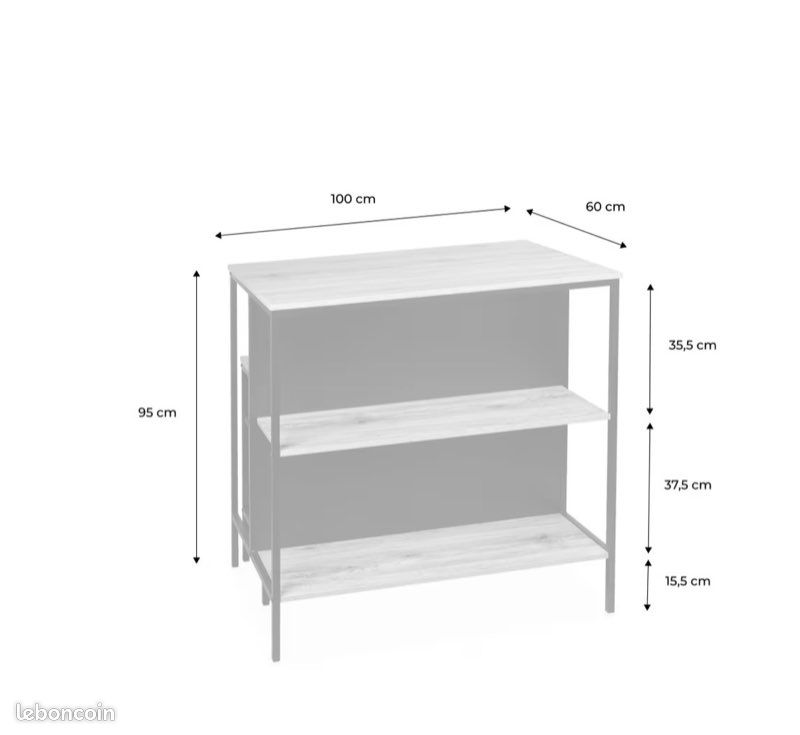 Table haute 2 étagères + 2 tabourets (image 3)