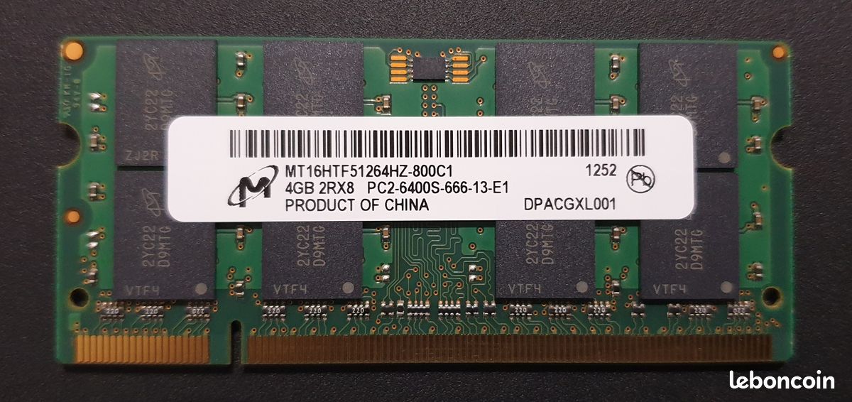 Crucial CT25664AC800 2GB DDR2 800Mhz PC2-6400 200-pin Sodimm Notebook