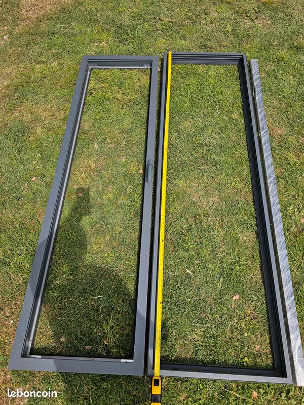 Porte-fenêtre alu gris anthracite 3 éléments – neuve jamais montée – complète à vitrer (image 1)