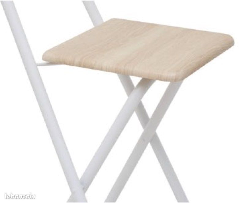Chaise haute de bar pliante Hauteur 98cm, Blanche (image 3)
