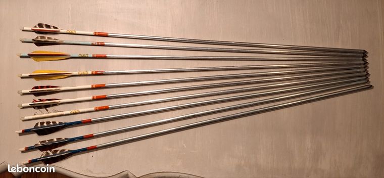 Lot De 3 Flèches De Tir à L'arc Occasion - Pour Longbow, Bois, Empennage Plume, Embouts Bodkin