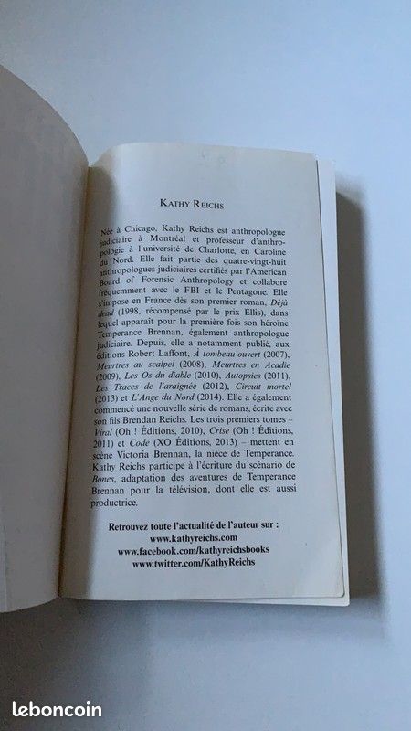 Livre L'Ange du Nord Kathy Reichs - Temperance Brennan Bones (image 3)
