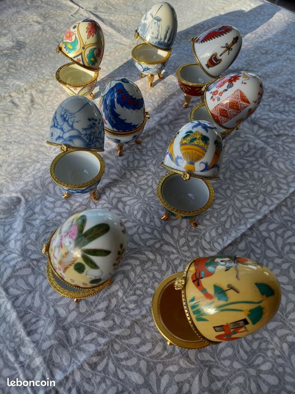 SUPERBE BOÎTE À Bijoux modèle œuf type fabergé en porcelaine EUR 10,00 - FR