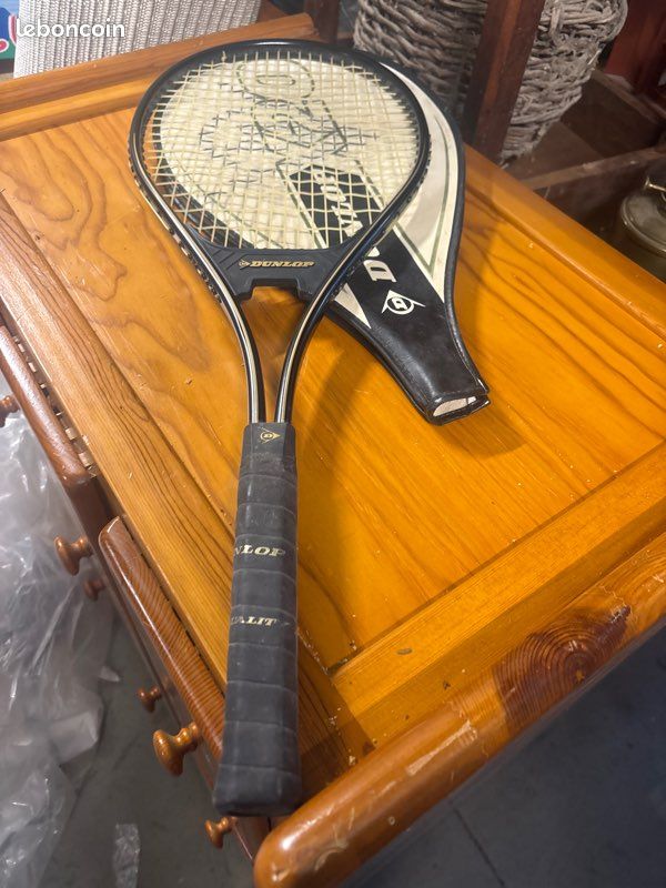 Raquette De Tennis Vintage Dunlop XLT-15 En Aluminium - Années 70, Superbe état Pour Collection Ou Décoration