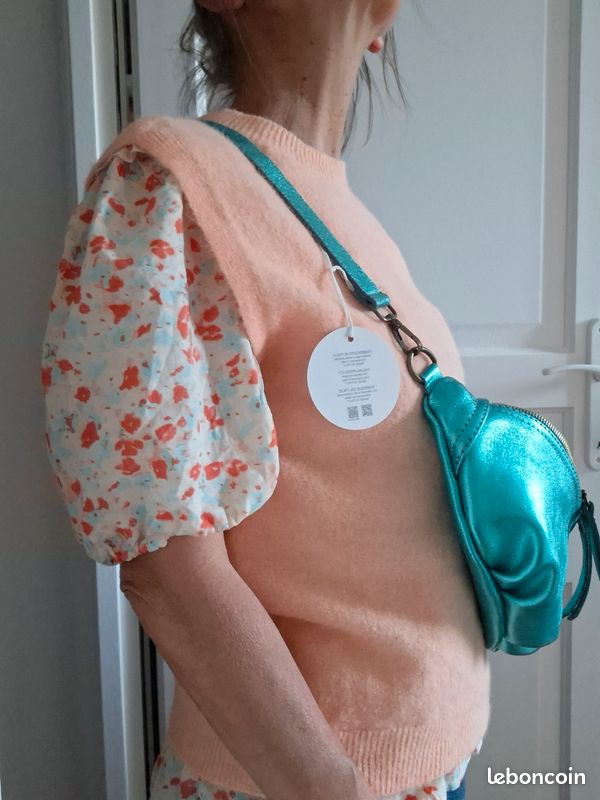 Pull débardeur avec alpaga,orange pâle, abricot, TU (34 à 40), dimensions photos, tout neuf (image 8)