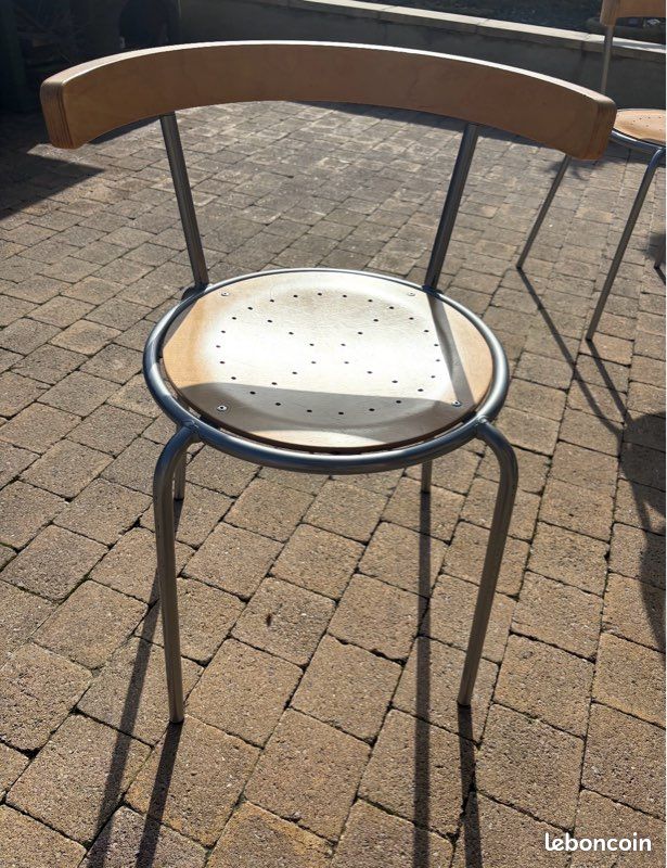 Lot de 4 chaises design bois & métal – Bon état