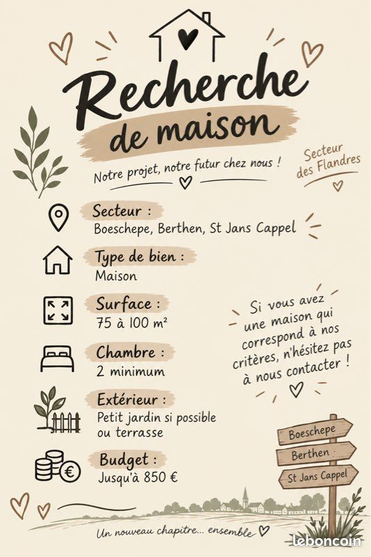Maison 4 pièces 85 m² · à Boeschepe · 85 m² · 800 €/mois