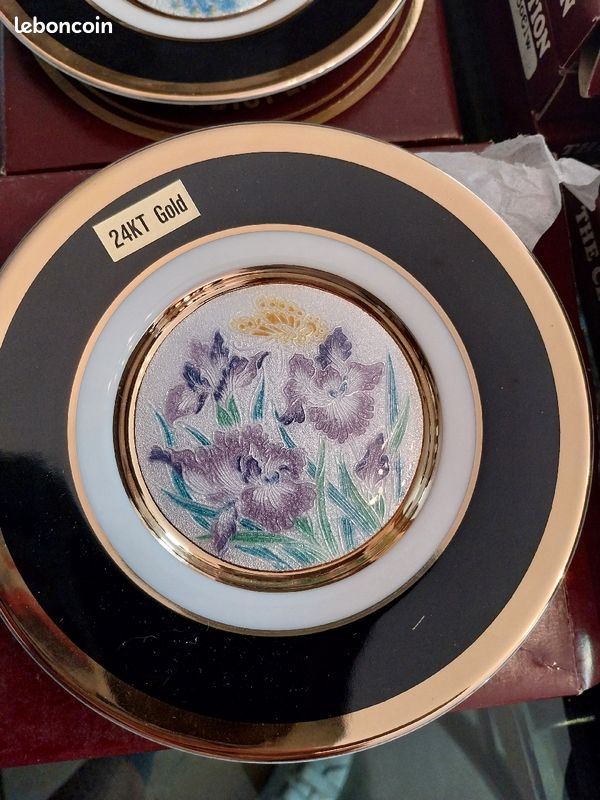 Au choix différentes petites assiettes de collection cloisonnées 24 carats Japan vintage 70 (image 6)