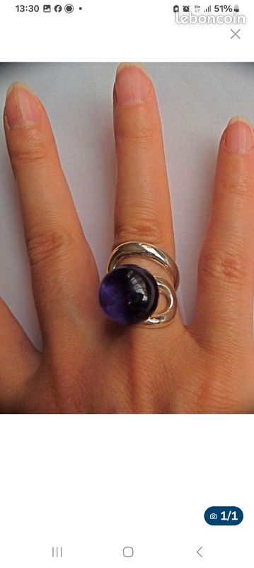 Bague en argent et améthyste (image 1)