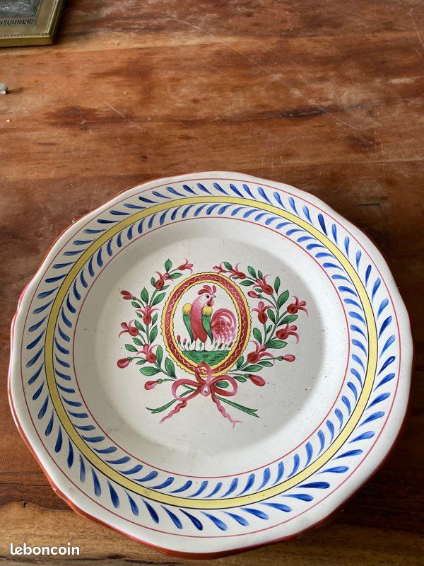 Lot De 7 Assiettes Plates Anciennes En Faïence - Marqué Chiffre 3 - Très Bon état