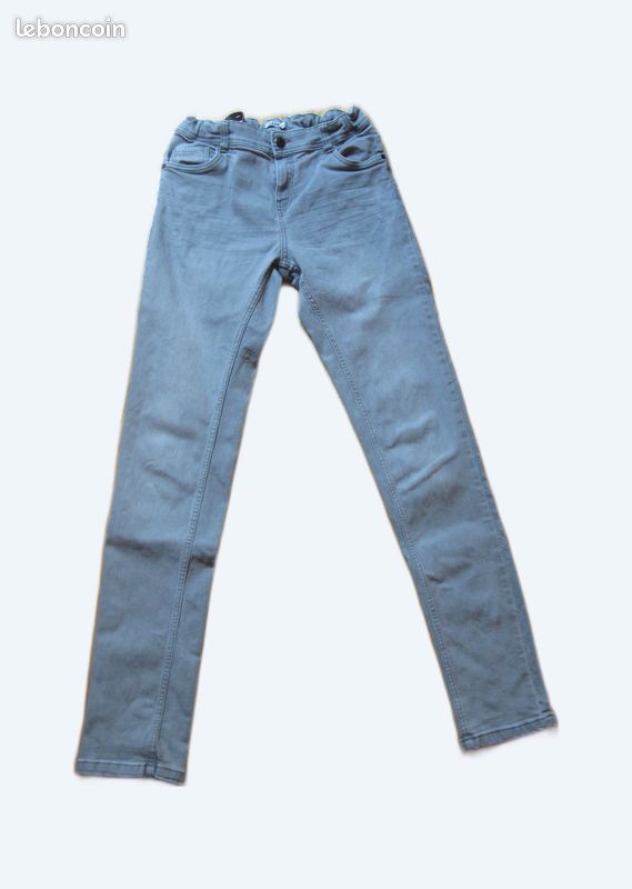 Jean Slim Gris Taille 16 Ans - Occasion Très Bon État, Coupe Fitting, Décontracté