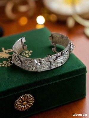 Bracelet Ethnique Vintage En Os De Bovin Et Laiton - Style Bohème - Occasion (état à Vérifier)