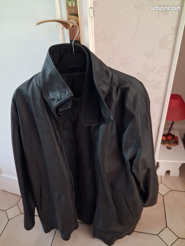 Veste homme en cuir noir (image 1)