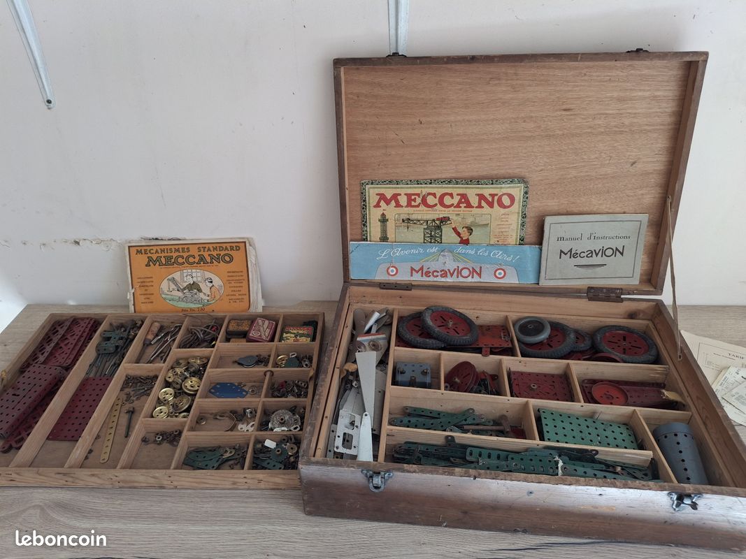 Vintage Meccano #9 Complet Ensemble En Bois Boîte 1940´S