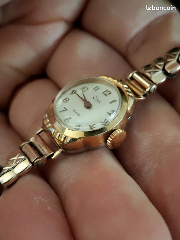 Montre Bracelet Femme Ancienne Mécanique – Marque Elves – 15 Rubis – Occasion