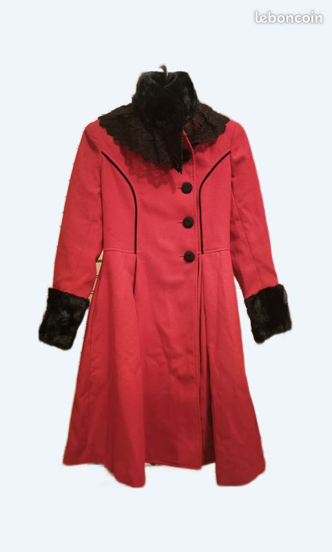 Magnifique manteau d'hiver femme XS rétro cintré et évasé