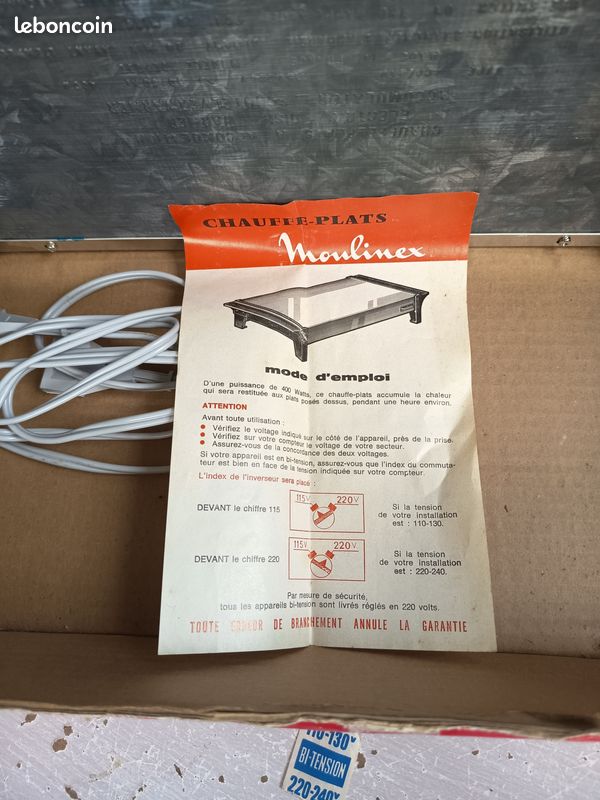 Chauffe-plat électrique Vintage Moulinex – Occasion – Fonctionnel – Rétro