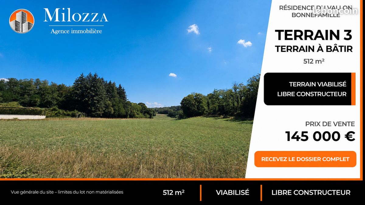 Terrain 512 m² · à Bonnefamille · 512 m² · 145 000 €