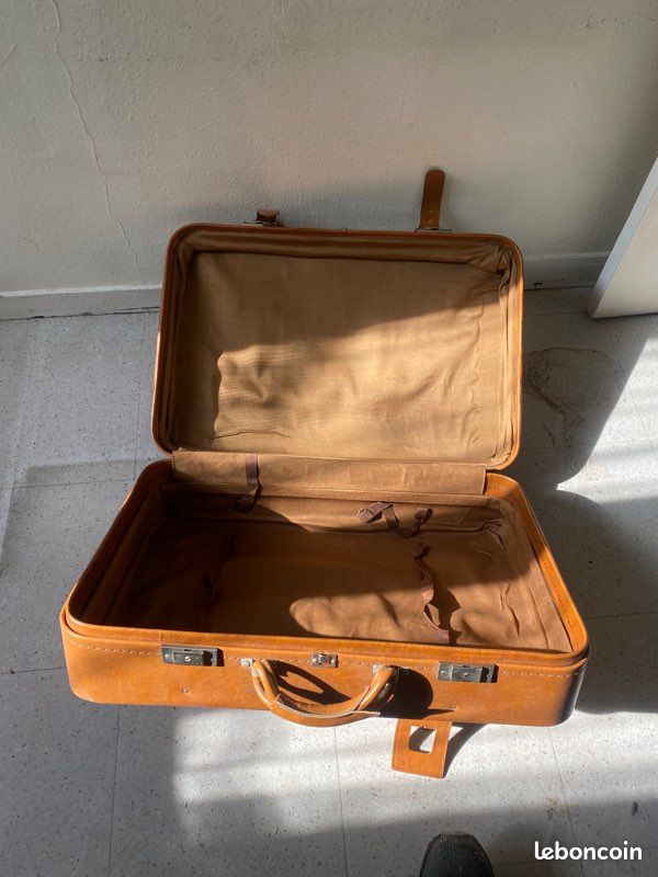 Vintage valise cuir brun Golden Leaf années 50 60 - Accessoires & Bagagerie