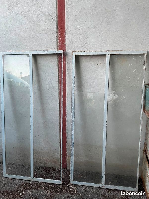 Lot de 2 verrières d'atelier anciennes en acier (image 1)
