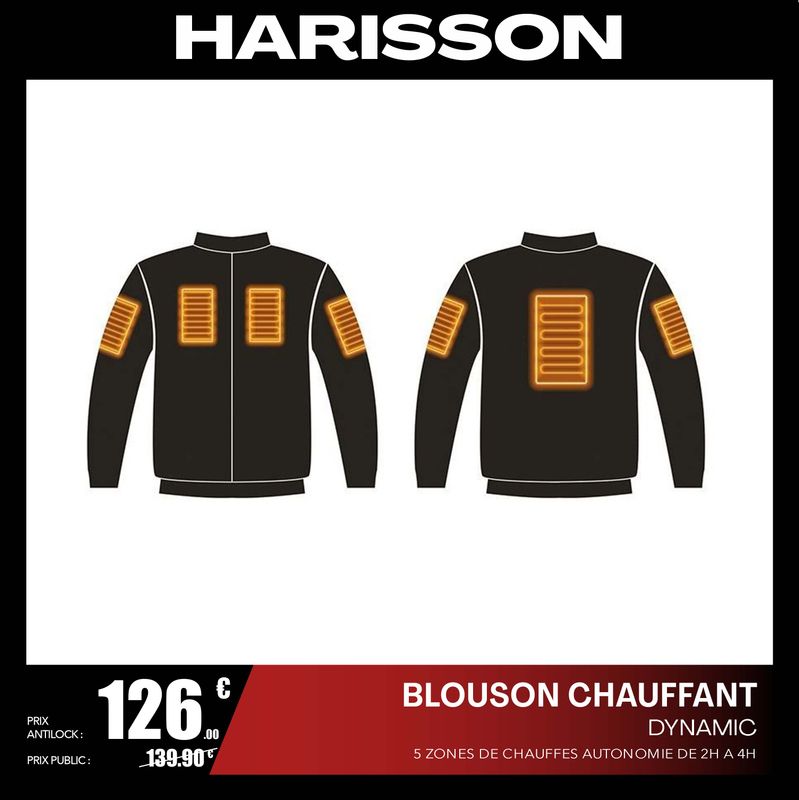 Harisson Gilet Chauffant Moto Casual HEATING ACTIVE HEAT Noir