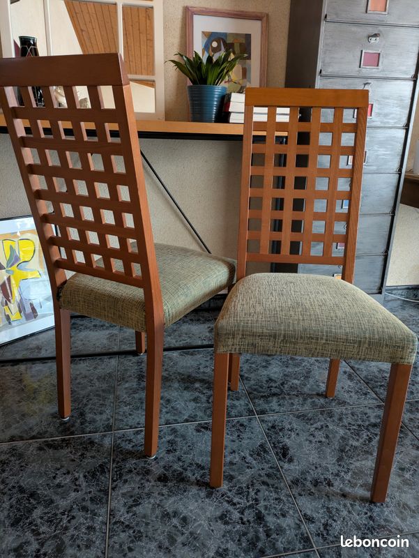 2 Chaises Effezeta italiennes bois et tissu (image 2)