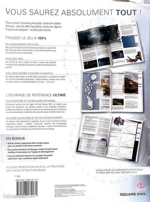 Guide Officiel Final Fantasy XIII-2 – Piggyback – VF – Bon état