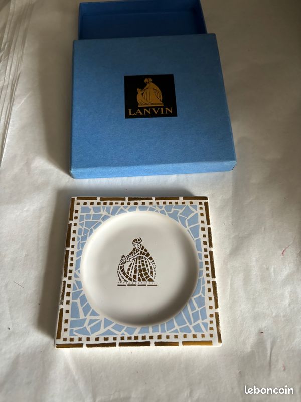 Porte-savon Lanvin Arpège En Céramique - Blanc Bleu Doré - NEUF