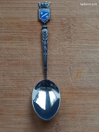 Petite Cuillère De Collection Blason Azay-le-Rideau, Métal Argenté, Avec Boîte, Bon état